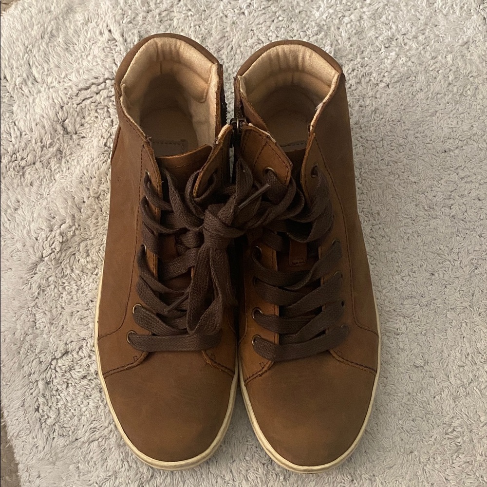 UGG Brown Leather High-Top Sneakers
